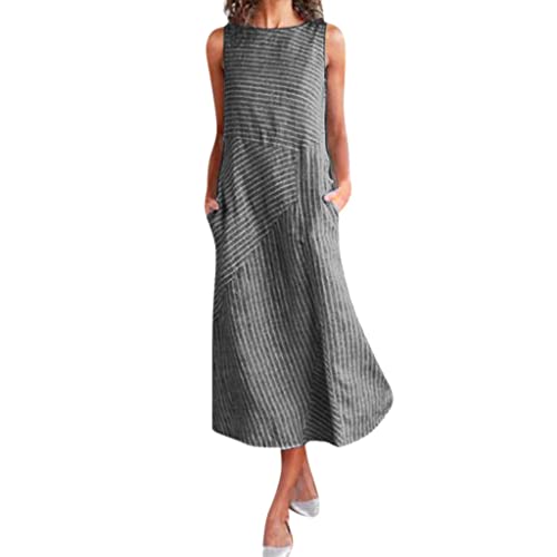 TDEOK Tank Kleid Damen Lang - Sommerkleid Damen Leicht Ohne Ärmel - Maxikleid Gestreift Sommerkleider Midi Strandkleid Trägerkleid Mit Taschen Freizeitkleid Sommer Top Kleid Locker Leinenkleid TDEOK Tank Kleid Damen Lang - Sommerkleid Damen Leicht Ohne Ärmel - Maxikleid Gestreift Sommerkleider Midi Strandkleid Trägerkleid Mit Taschen Freizeitkleid Sommer Top Kleid Locker Leinenkleid von TDEOK