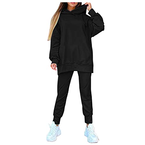 TDEOK Trainingsanzug Damen Set Elegant Jogginganzug Damen Winter Baumwolle Fitnessanzug Zweiteiler Freizeitanzug Oversized Sweatshirt Und Jogginghose 2-Teiler Sportanzug-Sportbekleidung FüR Frauen von TDEOK