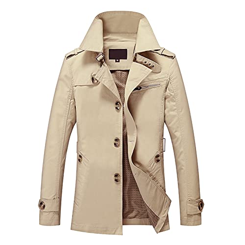 TDEOK üBergangsjacke Herren 4XL üBergrößE, Langarm Trenchcoat Mantel Kurzmantel Einreihig Jacke Baumwolle Winterjack Trenchcoat Jacket Kurzmantel Business üBerzieher Komfortablen Passform von TDEOK