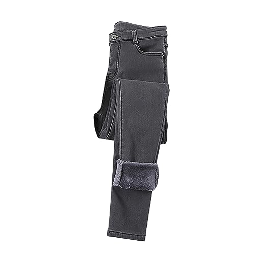 Thermo Leggings Damen Jeans, Thermojeans Damen Winter Gefüttert: -Winterleggings Skinny Stretch Jeanshose Fleece-Thermohose Warm Freizeithose Thermo-Winterhose Trekkinghose Strumpfhosen Jeggings von TDEOK