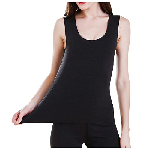 Thermo Unterhemd Damen Ärmellos - Funktionsunterwäsche Damen Wandern Extra Warm Fleece Untershirt Kurz Thermo Sleeveless Top Bequem Atmungsaktiv Unterziehshirt Ski Funktionsunterwäsche Skiunterwäsche von TDEOK