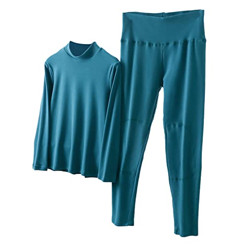 Thermounterwäsche Damen Extra Warm Übergröße - Funktionsunterwäsche Winter Set Thermo Unterwäsche Innenfleece Skiunterwäsche Rollkragen Langarm Oberteil + Lang Thermohose Für Zu Hause Sport Motorrad von TDEOK