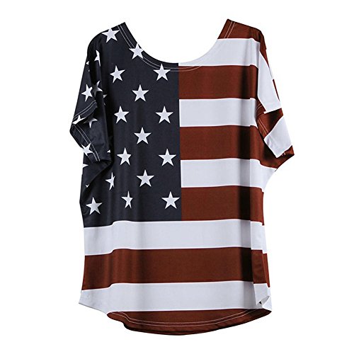 USA Stripe America Bluse für Frauen T-Shirt mit Loser Größe Plus Flagge Mode Damenbluse Frühjahrsmode 2022 Damen von TDEOK