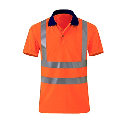 Warnschutz Poloshirt Herren - Warnshirt Herren Baumwolle - Warnschutz T Shirt Herren Orange - Arbeitsjacke Damen Wasserdicht - Warn Jacke Bequeme Leicht Lang Kurzarm Unisex T-Shirt Workout Sicherheits von TDEOK