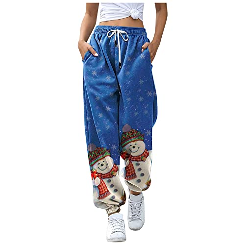 Weihnachtshose Große Größen - Jogginghose Damen High Waist Sweathose Kariert Traininghose Sportlich Sweatpants Lang Weihnachts Hosen Warm Winterhose Muster Freizeithose Thermo Haushose Thermohose von TDEOK