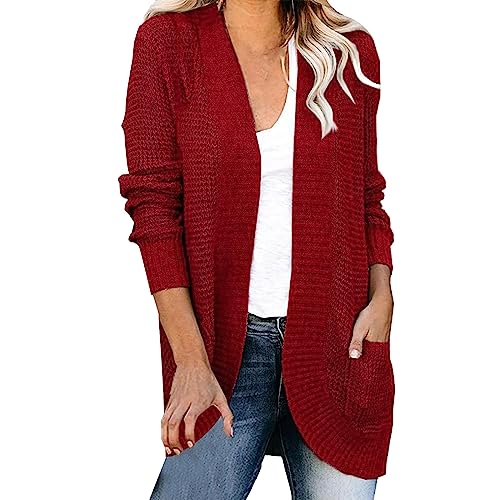 lange strickjacke damen große größen - leichter sommer cardigan lang - cardigan strickjacke damen sommer - strick mantel dünn jacke leicht strickjacken mit taschen strickmantel ohne knöpfen elegant von TDEOK