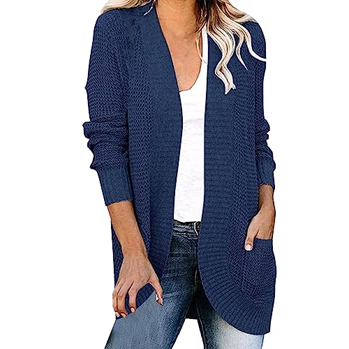 lange strickjacke damen große größen - leichter sommer cardigan lang - cardigan strickjacke damen sommer - strick mantel dünn jacke leicht strickjacken mit taschen strickmantel ohne knöpfen elegant von TDEOK