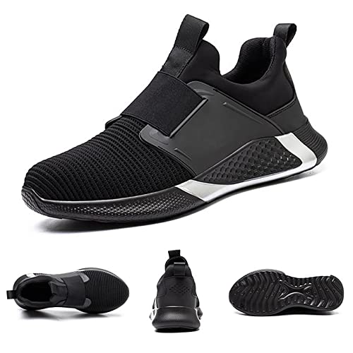 Arbeitsschuhe Herren Sicherheitsschuhe s3 Herren Damen Schuhe wasserdichte Leicht Sportlich Stahlkappenschuhe rutschfest Atmungsaktiv Komfortabel Schutzschuhe All-Weather Work Shoes,Schwarz,44 EU von TDHLW