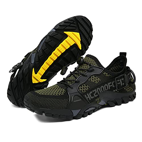 Barfußschuhe Schnell Trocknend Wanderschuhe Leicht Laufschuhe Große Watschuhe Herren Strandschuhe Damen Barfußschuhe schnell trocknende rutschfeste Outdoor Kletterwanderschuhe Damen,Army green,43 von TDHLW