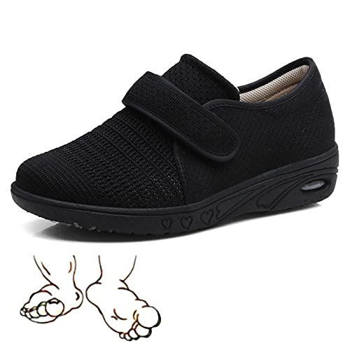 Diabetikerschuhe für Frauen Diabetikerschuhe Luftkissen Slip-On Orthopädische Diabetiker-Wanderschuhe Komfort-Hausschuhe Schuhe Weit Verstellbar Damen,B,36 EU von TDHLW