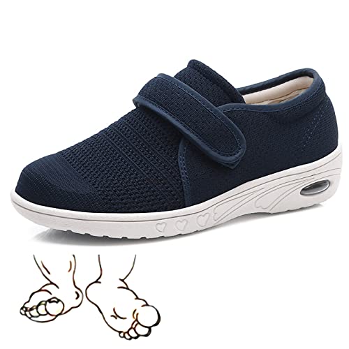 TDHLW Diabetikerschuhe für Damen Herren Diabetikerschuhe Air Cushion Slip-On Orthopädische Diabetiker-Wanderschuhe verstellbare breite geschwollene Fußschuhe Komfort-Hausschuhe,G,37.5 EU von TDHLW