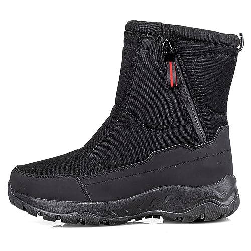 TDHLW Herren Schneestiefel Winterstiefel Herren Damen Erwachsene Warm gefütterte Stiefeletten Outdoor Wasserdicht Wanderschuhe Trekkingschuhe Winterstiefel rutschfest Leichte Boots,Black 1,42 EU von TDHLW