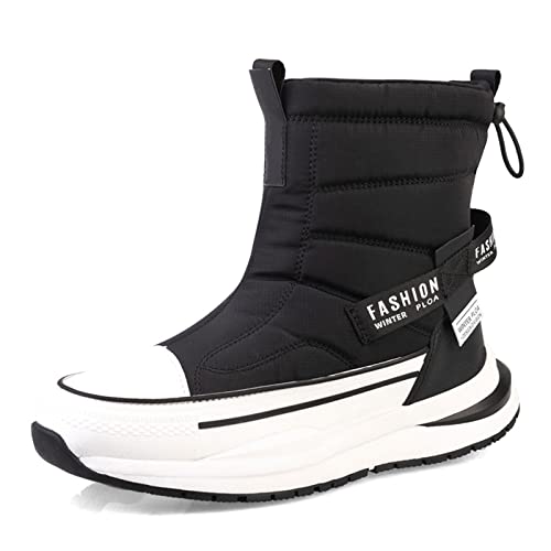 TDHLW Herren Schneestiefel Winterstiefel Herren Damen Warm Gefütterte Stiefeletten Outdoor Wasserdicht Wanderschuhe Trekkingschuhe Winterstiefel Rutschfest,Black and white,38 von TDHLW