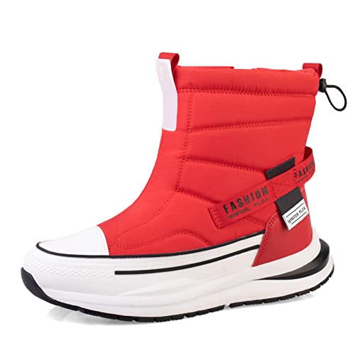 TDHLW Herren Schneestiefel Winterstiefel Herren Damen Warm Gefütterte Stiefeletten Outdoor Wasserdicht Wanderschuhe Trekkingschuhe Winterstiefel Rutschfest,Rot,39 von TDHLW