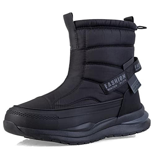 TDHLW Herren Schneestiefel Winterstiefel Herren Damen Warm Gefütterte Stiefeletten Outdoor Wasserdicht Wanderschuhe Trekkingschuhe Winterstiefel Rutschfest,Schwarz,39 von TDHLW