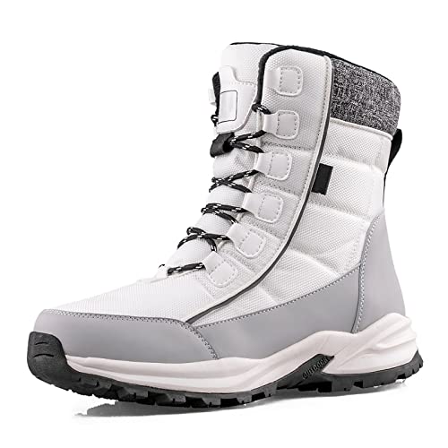 TDHLW Herren Schneestiefel Winterstiefel Herren Damen Warm Gefütterte Stiefeletten hohe Spitze wasserdichte wanderschuhe rutschfeste Freizeitschuhe,Turnschuhe für kaltes Wetter,Weiß,44 EU von TDHLW