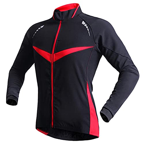 TDHLW Winter Fahrradjacke Damen Wasserdicht Atmungsaktiv Warme Fleece Fahrrad Jacken Reflektierende Radjacke Winddicht Softshelljacke Outdoor Radmantel,Rot,S von TDHLW