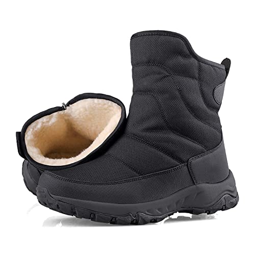 TDHLW Winterschuhe Herren Winterstiefel damen mit Warm Gefüttert Wasserdicht Herren Damen Schneeschuhe Stiefeletten Outdoor Wanderschuhe Trekkingschuhe Schneestiefel rutschfest,Schwarz,42 EU von TDHLW