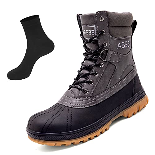 TDHLW Winterstiefel Herren wasserdicht - Herren Thermo-Schneestiefel,Winter Snow Trekking Warm Outdoor Boot,Winter Duck Boots,Warme Schuhe,Landschuhe Warfare Klettern Reisen,Schwarz,47 von TDHLW