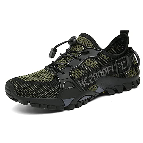 TDHLW Zehenschuhe Damen Barfuß Laufschuhe Herren Barfußschuhe rutschfeste Barfußschuhe Traillaufschuhe Fitnessschuhe mit Weich Dicke Sohle, Schnell Trocknend Badeschuhe,Army Green,39 von TDHLW