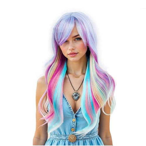 Frauen Regenbogen Perücke Lange Lockige Hitzebeständige Haare Für Cosplay Halloween Party Anime Daily,27in Frauen Regenbogen Perücke Lange Lockige Hitzebeständige Haare Für Cosplay Halloween Party Anime Daily,27in von TDJDYQU