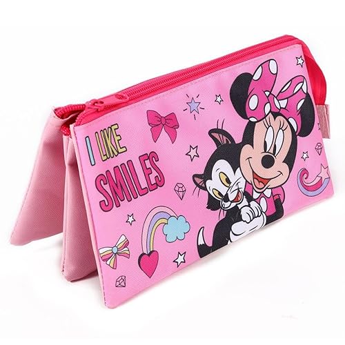 TDL Disney Minnie Mouse Federmäppchen mit 3 Fächern, rose, Federmäppchen von TDL