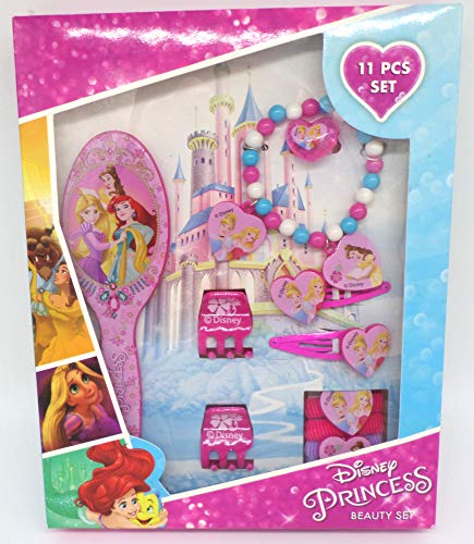 TDL Disney Princess Geschenkbox Mädchen 11-teilig - Offiziell Lizensiert - Haarbürste - Haarbänder - Haarklips - Ring - Perlenarmband - Haarklammern - Beauty Set von TDL