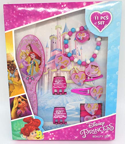 TDL Disney Princess Geschenkbox Mädchen 11-teilig - Offiziell Lizensiert - Haarbürste - Haarbänder - Haarklips - Ring - Perlenarmband - Haarklammern - Beauty Set von TLD