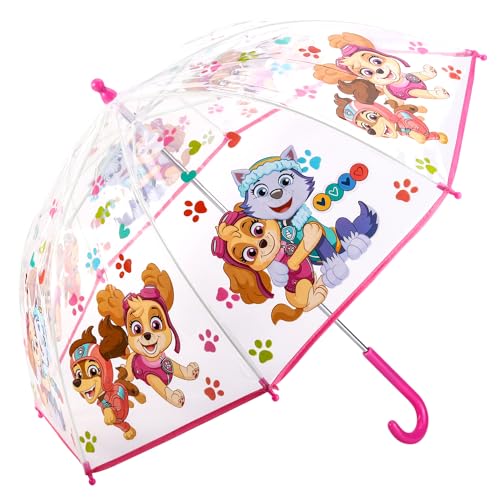 TDL Pawpatrol Regenschirm für Mädchen, leicht mit Brolly Dom, rosa Skye & Everest Stockschirme von TDL