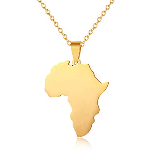 TDNEKMCA Afrika-Karte-Halskette – Ethnischer Glänzender Afrika-Karten-Charm,Glänzender Flaggen-Anhänger,Patriotischer Karte-Hip-Hop-Schmuck Für Männer Und Frauen,Paar-Geschenk,Weiß,60 Cm von TDNEKMCA