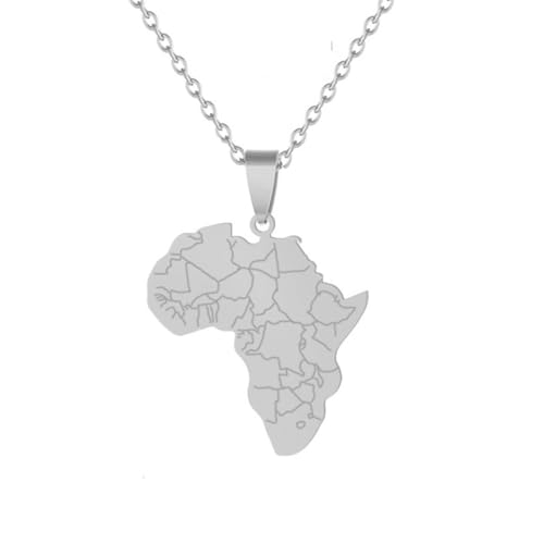 TDNEKMCA Afrika-Karten-Anhänger-Halsketten Für Damen Und Herren – Afrikanische Emaille-Gebirge-Karten,Polieren,Modisch,Schick,Schlüsselbeinkette,Schmuck,Geschenke,Gelb,45 Cm von TDNEKMCA