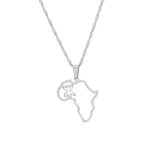 TDNEKMCA Afrikanische Berber-Halskette für Frauen und Mädchen – schicker hohler afrikanischer Berber-Schmuck, ethnische patriotische Geburtstagsfeier-Geschenke, gelb, 50 cm von TDNEKMCA