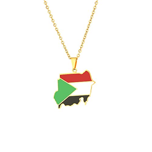 TDNEKMCA Emaille-Halskette Mit Kartenanhänger Der Republik Sudan – Sudanesische Patriotische Ethnische Persönlichkeit,Klassische Landkarte Für Männer Und Frauen,Schmuckgeschenk,Weiß,60 Cm von TDNEKMCA