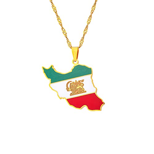 TDNEKMCA Emaille Tropfen Öl Iran Karte Flagge Anhänger Halsketten Für Frauen Iranischer Schmuck Ethnische Party Geburtstagsgeschenke,Weiß,45cm von TDNEKMCA