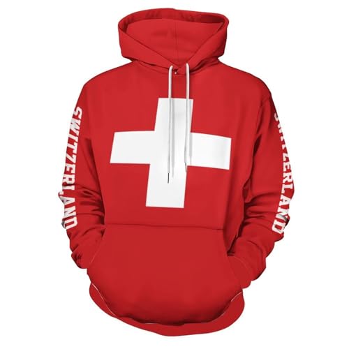 TDNEKMCA Hoodie Herren Unisex Hoodie Sweatshirt, Schweiz Flagge Hip Hop Tops Lässiger Kapuzenpullover Sweatshirt Flagge Bedruckt Lässige Streetwear Für Herbst Winter Outdoor Pullover 1 3XL von TDNEKMCA