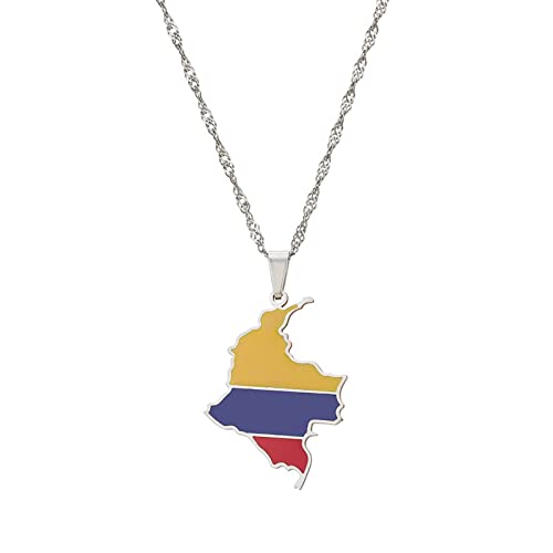 TDNEKMCA Jamaika-Karte mit Stadt-Anhänger-Halskette – Hip-Hop-Stadt-Schlüsselbeinkette für Damen und Herren, Charm-Mode, jamaikanischer Schmuck, Geschenke, weiß, 50 cm von TDNEKMCA