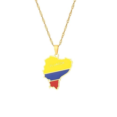 TDNEKMCA Mode Emaille Tropfen Öl Ecuador Karte Flagge Anhänger zierliche Halskette für Frauen Männer Geburtstag tunesischen Charme Schmuck Geschenk, weiß, 45 cm von TDNEKMCA