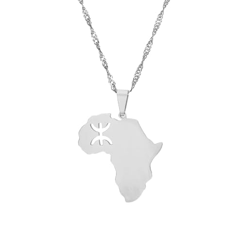 TDNEKMCA Nigeria-Karte-Anhänger-Halskette – personalisierte Geografie-Umriss-Kette für Damen und Herren, Schmuck, Geschenk, Weiß, 50 cm von TDNEKMCA