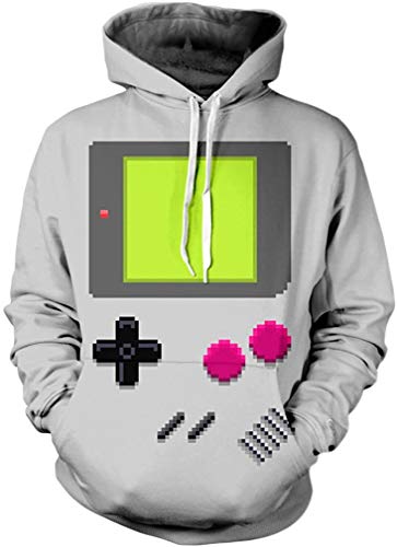 EUDOLAH Herren Slim Fit Kapuzenpullover 3D Druck Hoodie Weihnachten Winter Bunt mit Tasche (S/M, 2-Game Boy) von EUDOLAH