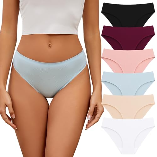 TDONE Nahtlose Unterwäsche Damen, Bequeme Netz Seamless Slips Damen Atmungsaktiv Unterhosen Damen Nahtlos Leicht Womens Underwear Stretch Weich Schlüpfer Unsichtbare Pantys Frauen Mehrpack 6er Pack von TDONE