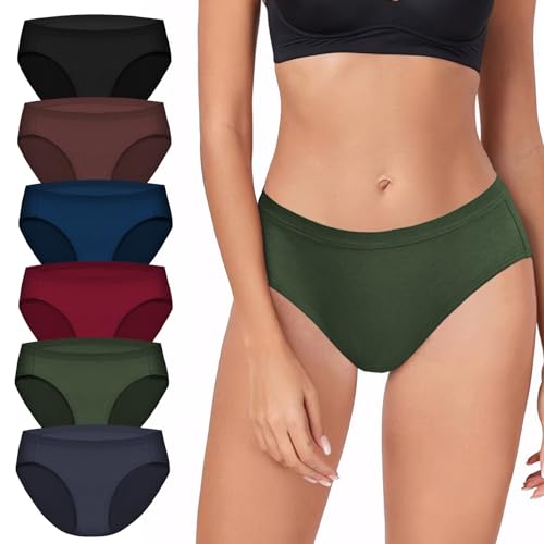 TDONE Unterhosen Damen,Slips Damen Baumwolle Niedrige Taille Atmungsaktiv unterwäsche Frauen Bequeme Stretch Weich Hipster Panties 6er Pack von TDONE