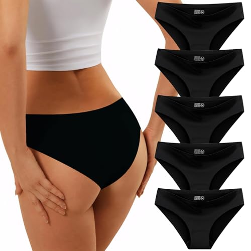 TDONE Unterhosen Damen Nahtlos Seamless Slips Frauen Unterwäsche Nahtlose Panties Hipsters Niedriger Taille Damen Atmungsaktiv Stretch Bequeme Invisible 5er Pack von TDONE