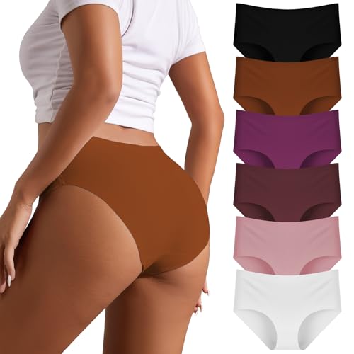 TDONE Unterhosen Damen Nahtlose Unterwäsche Frauen Seamless Slips Stretch Damenunterwäsche Hipster Panties Atmungsaktiv Schlüpfer Unsichtbar Weich Höschen Bikinis Mehrpack 6er Pack von TDONE