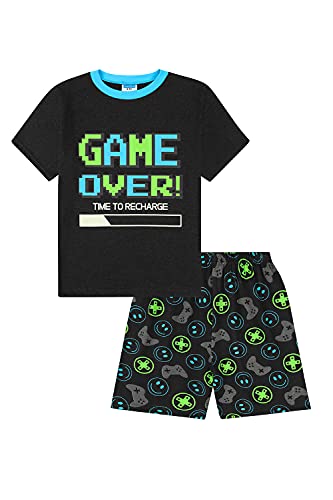Jungen Game Over Time To Recharge Glow In The Dark Short Gaming Pyjama Gr. 134, Schwarz von TDP Textiles