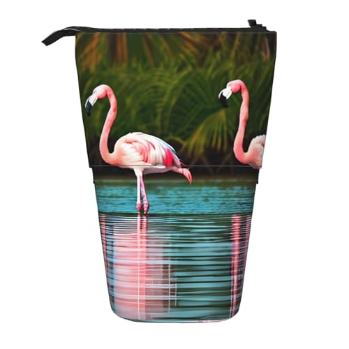 TDTRADD Teleskop-Federmäppchen, Teleskop-Federmäppchen, Organizer, Schreibwaren, Stifteetui mit Reißverschluss, rote Rose, Zwei Flamingos, Einheitsgröße, Federmäppchen von TDTRADD