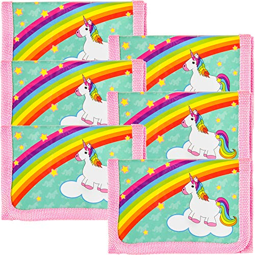 TE-Trend 6 Stück Einhorn Regenbogen Kinder Mädchen Portemonnaie Geldbeutel Geldbörse Mitgebsel Kindergeburtstag Pink von TE-Trend