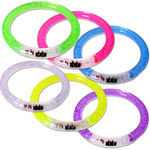 TE-Trend 6 Stück LED Armband Set Armbänder für Kinder Mitgebsel Kindergeburtstag Armreif Leuchtarmbänder in Ringform 6-fach sortiert mehrfarbig von TE-Trend