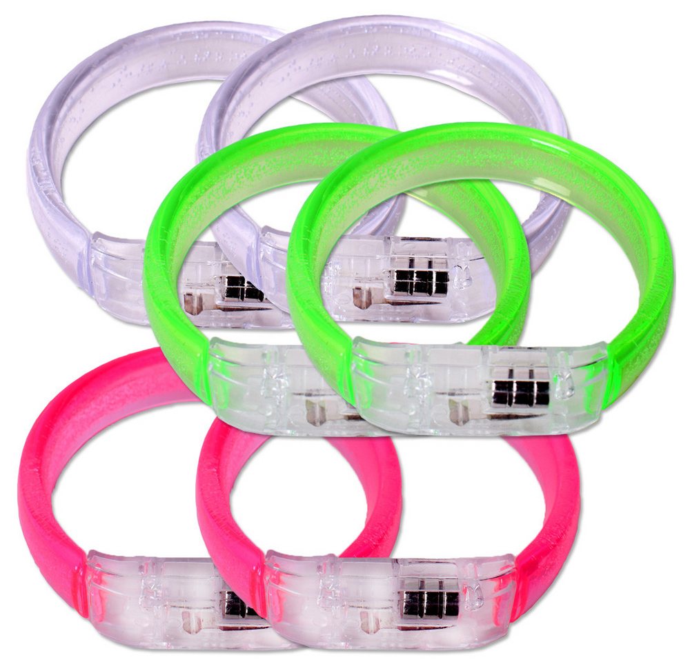 TE-Trend Armband 6 Stück LED Armband Set Armbänder für Kinder Leuchtarmbänder (6-tlg., 3-fach sortiert), LED Leuchtarmband von TE-Trend