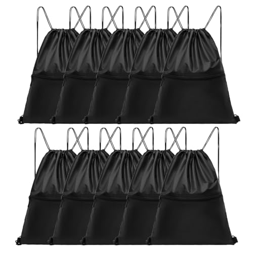 TEABAN Turnbeutel Schwarz Sportbeutel Herren: 10PCS Turnbeutel Kordelzug - Rucksack Gym Sportbeutel Klein for Schwimmen Fußball von TEABAN