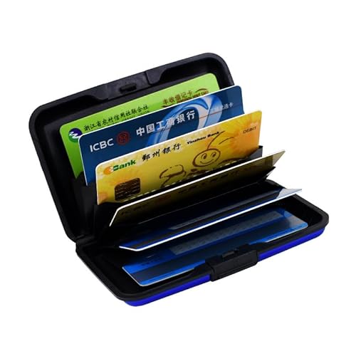 TEAFIRST Ultradünnes Kreditkartenetui aus Aluminium, RFID-blockierend, Hartschale, für Herren und Damen, Blau, Geldbörse von TEAFIRST
